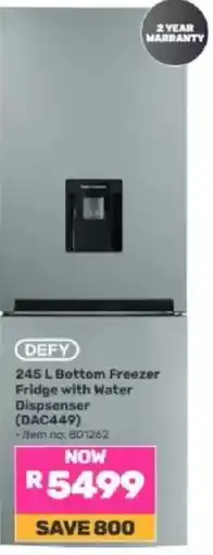Game DEFY 245 L Bottom Freezer Fridge with Water Dispsenser offer