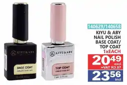 Arrow Cash And Carry Kiyu & Aby Nail Polish Base Coat/Top Coat offer