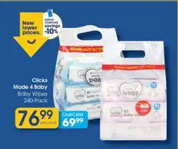 Clicks Clicks Made 4 Baby Baby Wipes 240-Pack offer
