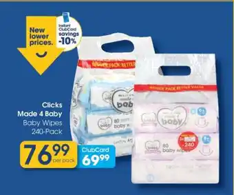 Clicks Made 4 Baby Baby Wipes 240-Pack