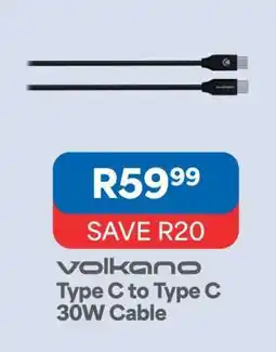OK Furniture Volkano Type C to Type C 30W Cable offer