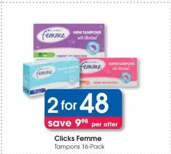 Clicks Clicks Femme Tampons 16-Pack offer