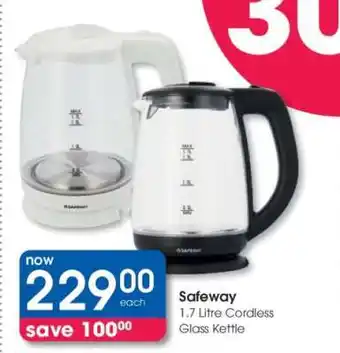 Clicks Safeway 1.7 Litre Cordless Glass Kettle offer