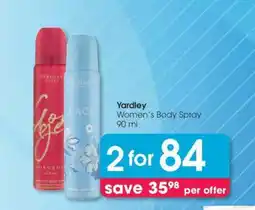 Clicks Yardley Women's Body Spray 90 ml offer