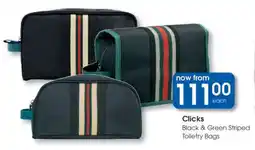 Clicks Clicks Black & Green Striped Toiletry Bags offer