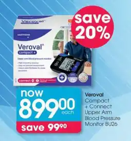 Clicks Veroval Compact + Connect Upper Arm Blood Pressure Monitor BU26 offer