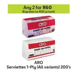 Makro ARO Serviettes 1-Ply (All variants) 200's offer