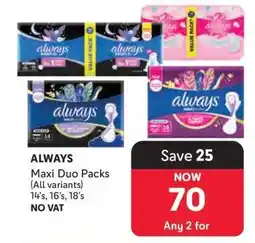 Makro ALWAYS Maxi Duo Packs offer