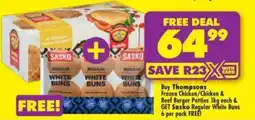 Shoprite Thompsons Frozen Chicken/Chicken & Beef Burger Patties offer