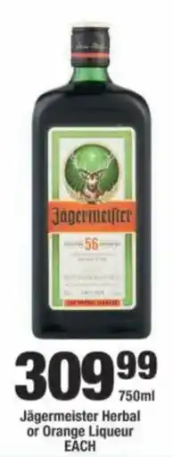 OK Liquor Jägermeister Herbal or Orange Liqueur offer
