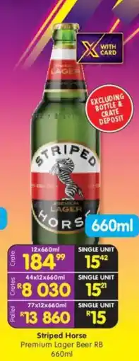 Shoprite Striped Horse Premium Lager Beer RB offer