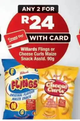 OK MiniMark Willards Flings or Cheese Curls Maize Snack offer