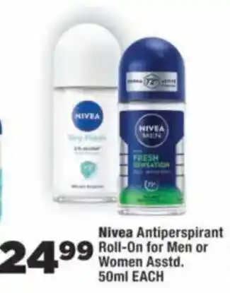 Nivea Antiperspirant Roll-On for Men or Women Assorted