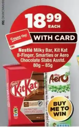 OK MiniMark Nestlé Milky Bar, Kit Kat 8-Finger, Smarties or Aero Chocolate Slabs Assorted offer