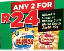 OK Grocer Willard's Flings or Cheese Curls Maize Snack offer