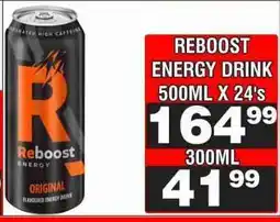 Advance Cash n Carry REBOOST ENERGY DRINK 500ML X 24's offer