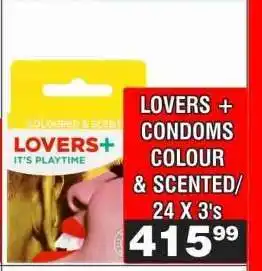 Advance Cash n Carry LOVERS + CONDOMS COLOUR & SCENTED 24 X 3's offer