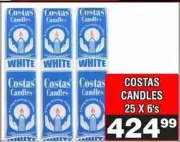 Advance Cash n Carry COSTAS CANDLES 25 X 6's offer