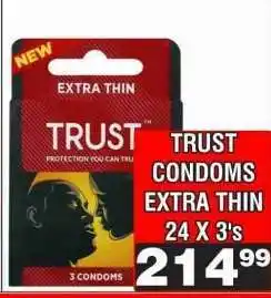 Advance Cash n Carry TRUST CONDOMS EXTRA THIN 24 X 3's offer