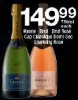 Krone Brut Brut Rosé Cap Classique Demi-Sec Sparkling Rose 750ml