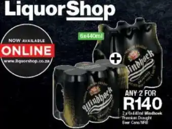 Checkers Windhoek Premium Draught Beer Cans 2x44ml offer
