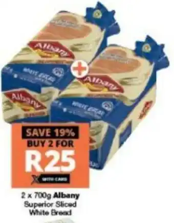 Checkers Albany  Superior Sliced White Bread 2 x 700g offer