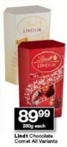 Lindt Chocolate Cornet 200g offer at Checkers