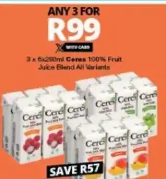 Checkers Cares 100% Fruit Juice Blend 3x6x200ml offer