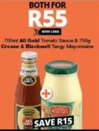 Checkers All Gold Tomato Sauce 700ml & Cresse & Blackwell Tengy Mayonnaise offer