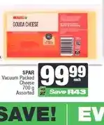 Spar SPAR Vacuum Packed Cheese 700 g Assorted offer