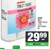 Spar SPAR Mini Toilet Tissue 1 Ply 300 sheets 9s offer