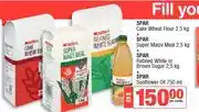 Spar SPAR Cake Wheat Flour 2,5 kg + Super Maize Meal 2,5 kg + Refined White or Brown Sugar 2,5 kg + Sunfl offer
