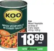 Spar Koo Mixed Vegetable in Brine or Curry Sauce 410 g / 420 g offer