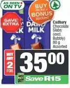 Spar Cadbury Chocolate Slabs (Excl. Bubbly) 80 g Assorted - Buy 2 for offer