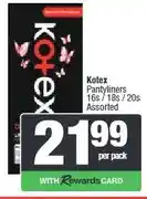 Spar Kotex Pantyliners 16s / 18s / 20s Assorted offer