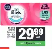 Spar Lil-Lets Smartfit Tampons 16s / 20s Assorted offer