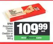 Spar SPAR Processed Cheese Slices Cheddar or Gouda 900 g offer