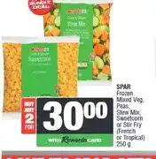 Spar SPAR Frozen Mixed Veg, Peas, Stew Mix, Sweetcorn or Stir Fry 250 g - Buy 2 for offer