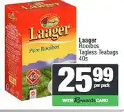 Spar Laager Rooibos Tagless Teabags 40s offer