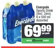 Spar Energade Sports Drink (Incl. Zero) 6 x 500 ml Assorted offer