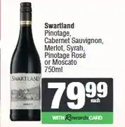 Spar Swartland Pinotage, Cabernet Sauvignon, Merlot, Syrah, Pinotage Rosé or Moscato 750ml offer
