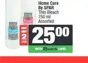 Spar Home Care By SPAR Thin Bleach 750 ml Assorted - Buy 2 for offer