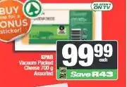 Spar SPAR Vacuum Packed Cheese 700 g Assorted offer
