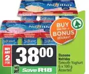 Spar Danone Nutriday Smooth Yoghurt 6 x 100 g Assorted - Buy 2 for offer