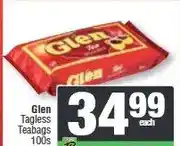 Spar Glen Tagless Teabags 100s offer