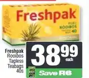 Spar Freshpak Rooibos Tagless Teabags 40s offer