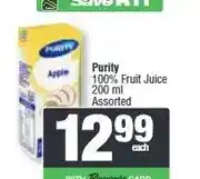 Spar Purity 100% Fruit Juice 200 ml Assorted offer