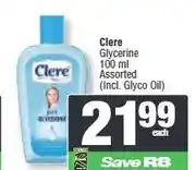 Spar Clere Glycerine 100 ml Assorted (Incl. Glyco Oil) offer
