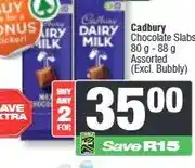 Spar Cadbury Chocolate Slabs 80 g - 88 g Assorted (Excl. Bubbly) - Buy 2 for offer
