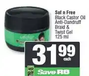 Spar Sof n Free Black Castor Oil Anti-Dandruff Braid & Twist Gel 125 ml offer